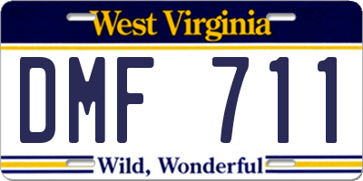 WV license plate DMF711