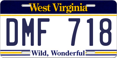 WV license plate DMF718