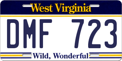 WV license plate DMF723
