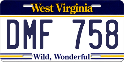 WV license plate DMF758