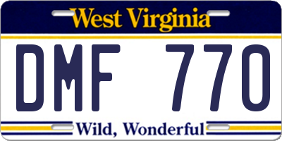 WV license plate DMF770