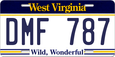WV license plate DMF787