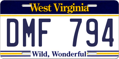 WV license plate DMF794