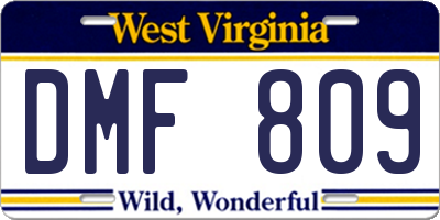 WV license plate DMF809
