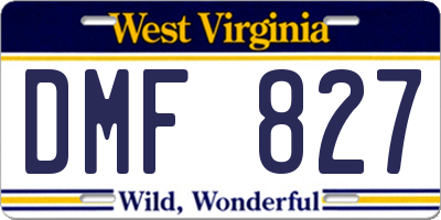 WV license plate DMF827
