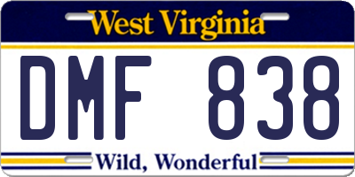WV license plate DMF838