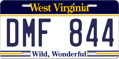 WV license plate DMF844