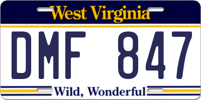 WV license plate DMF847