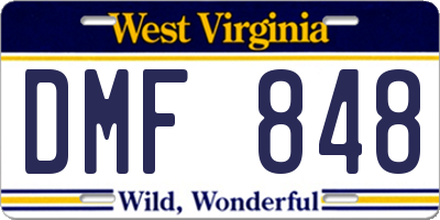 WV license plate DMF848