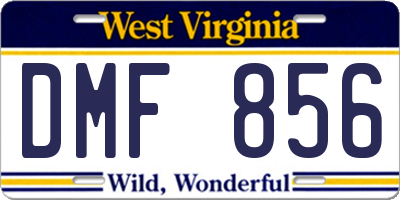 WV license plate DMF856