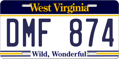 WV license plate DMF874