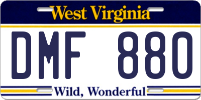 WV license plate DMF880