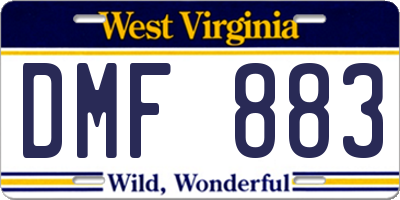 WV license plate DMF883