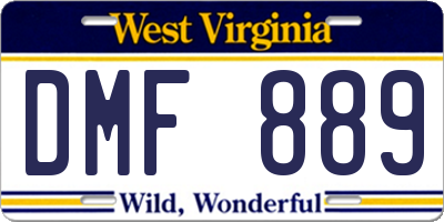 WV license plate DMF889