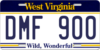 WV license plate DMF900