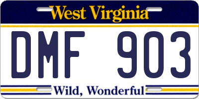 WV license plate DMF903