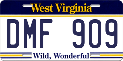 WV license plate DMF909