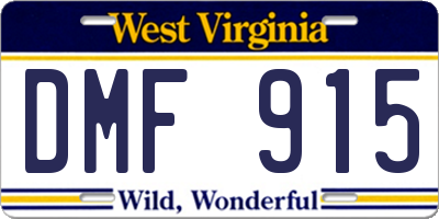 WV license plate DMF915