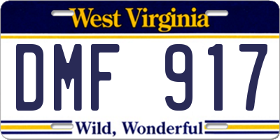 WV license plate DMF917