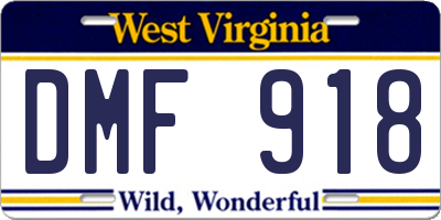WV license plate DMF918