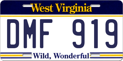 WV license plate DMF919
