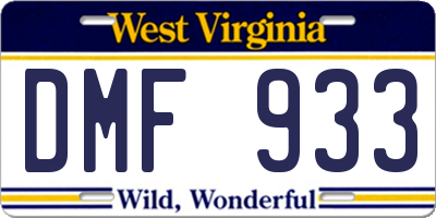 WV license plate DMF933