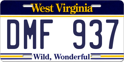 WV license plate DMF937