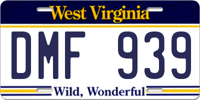 WV license plate DMF939