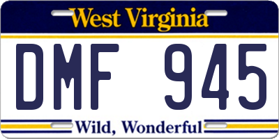 WV license plate DMF945