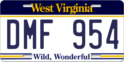 WV license plate DMF954