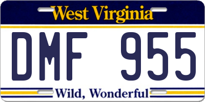 WV license plate DMF955