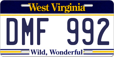 WV license plate DMF992