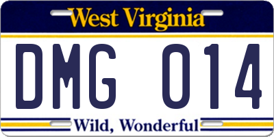 WV license plate DMG014