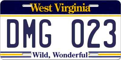 WV license plate DMG023
