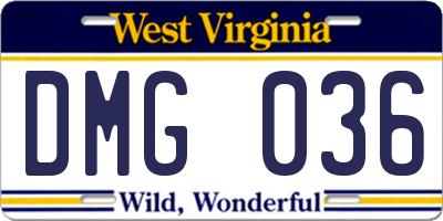 WV license plate DMG036