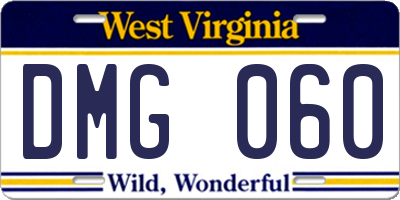 WV license plate DMG060