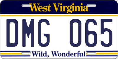 WV license plate DMG065