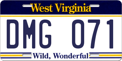 WV license plate DMG071