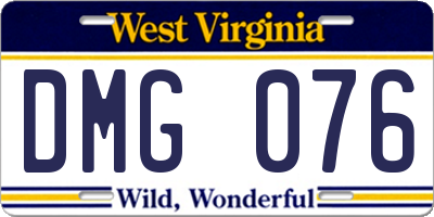 WV license plate DMG076