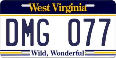 WV license plate DMG077