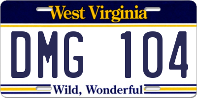 WV license plate DMG104