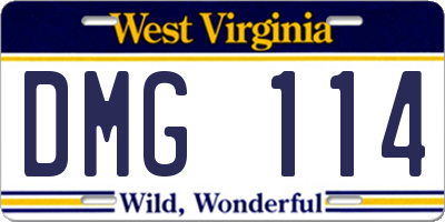 WV license plate DMG114