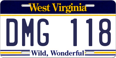WV license plate DMG118