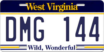 WV license plate DMG144