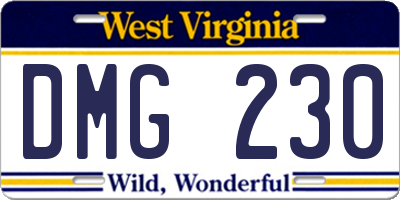 WV license plate DMG230