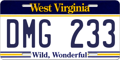 WV license plate DMG233