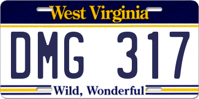 WV license plate DMG317