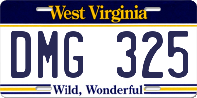WV license plate DMG325