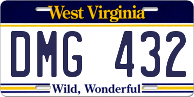 WV license plate DMG432
