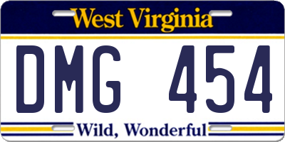 WV license plate DMG454